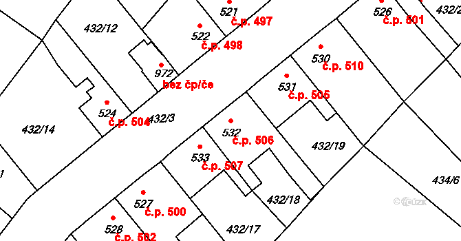 Sezemice 506 na parcele st. 532 v KÚ Sezemice nad Loučnou, Katastrální mapa