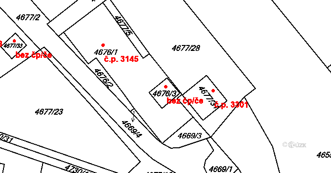 Teplice 88994830 na parcele st. 4676/3 v KÚ Teplice, Katastrální mapa