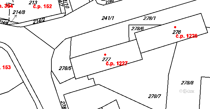 Vejprty 1227 na parcele st. 277 v KÚ Vejprty, Katastrální mapa