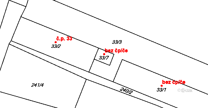 Úněšov 95207830 na parcele st. 33/7 v KÚ Čbán, Katastrální mapa