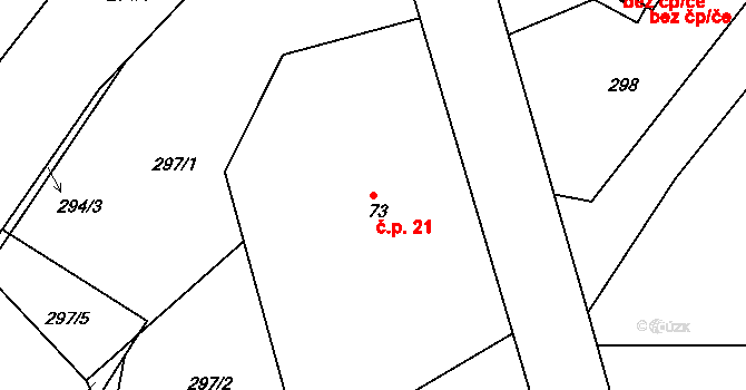 Bolehošť 21 na parcele st. 73 v KÚ Bolehošť, Katastrální mapa