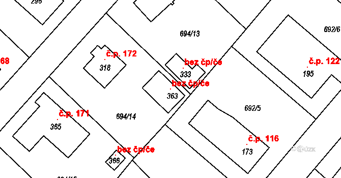 Lípa nad Orlicí 100658831 na parcele st. 363 v KÚ Lípa nad Orlicí, Katastrální mapa