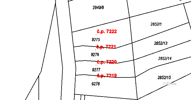 Zlín 7221 na parcele st. 9276 v KÚ Zlín, Katastrální mapa