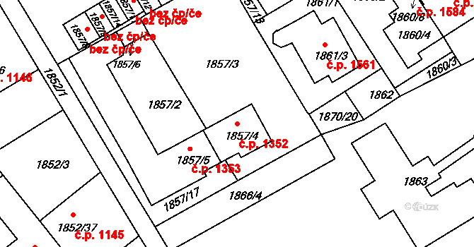 Holešov 1352 na parcele st. 1857/4 v KÚ Holešov, Katastrální mapa