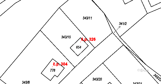 Jamné nad Orlicí 326 na parcele st. 854 v KÚ Jamné nad Orlicí, Katastrální mapa