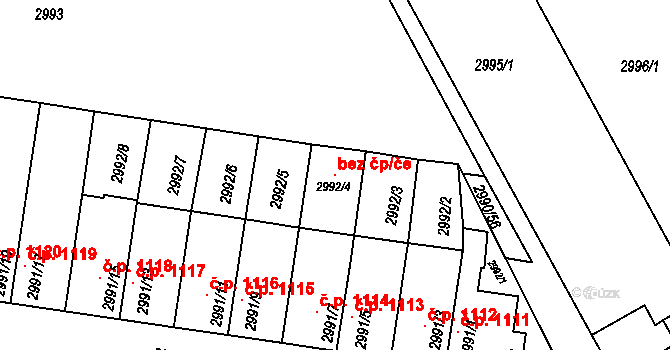 Holešov 107101831 na parcele st. 2992/4 v KÚ Holešov, Katastrální mapa
