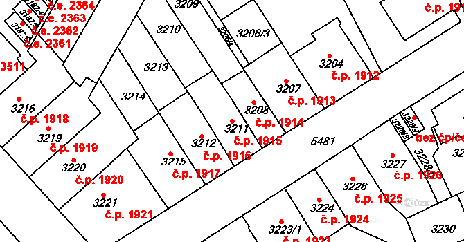 Znojmo 1915 na parcele st. 3211 v KÚ Znojmo-město, Katastrální mapa