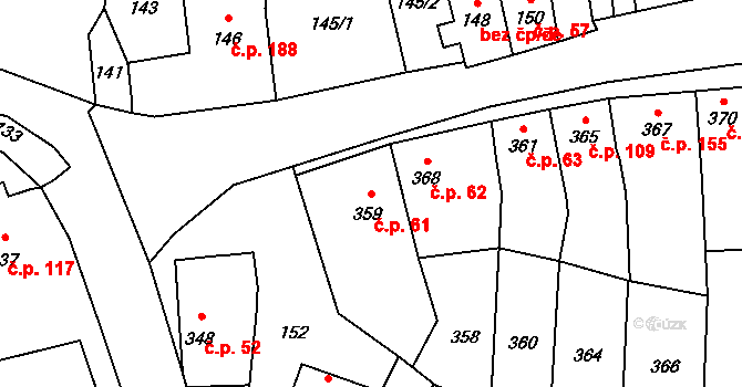 Přerov XII-Žeravice 61, Přerov na parcele st. 359 v KÚ Žeravice, Katastrální mapa