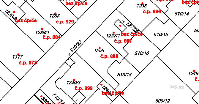 Čáslav-Nové Město 898, Čáslav na parcele st. 1255 v KÚ Čáslav, Katastrální mapa