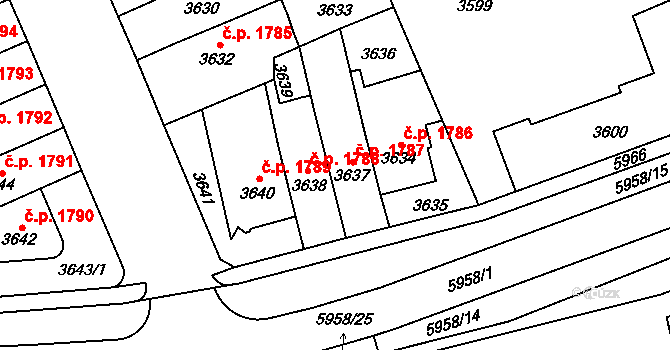 Jihlava 1787 na parcele st. 3637 v KÚ Jihlava, Katastrální mapa