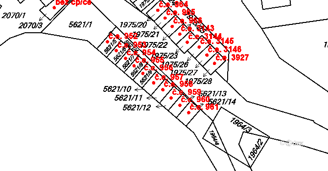 Jihlava 958 na parcele st. 5621/11 v KÚ Jihlava, Katastrální mapa