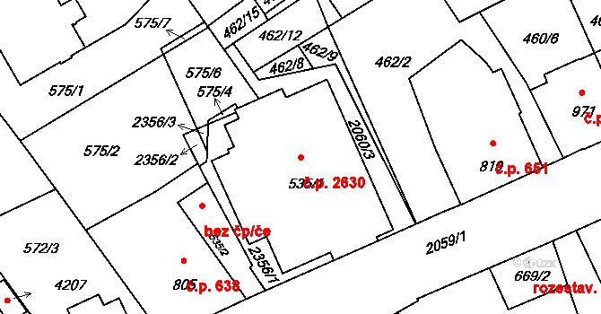 Šumperk 2630 na parcele st. 535/1 v KÚ Šumperk, Katastrální mapa