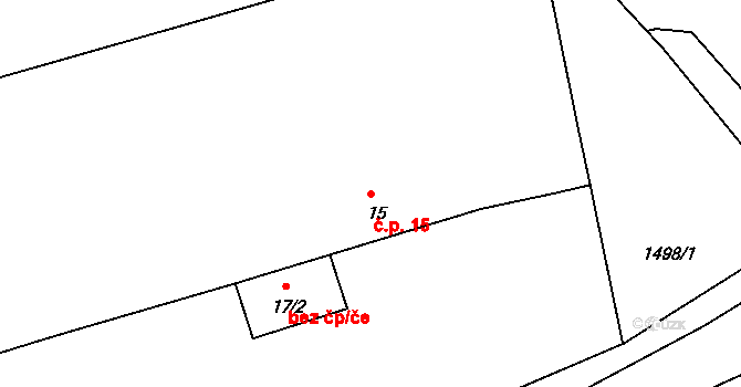 Mochov 15 na parcele st. 15 v KÚ Mochov, Katastrální mapa