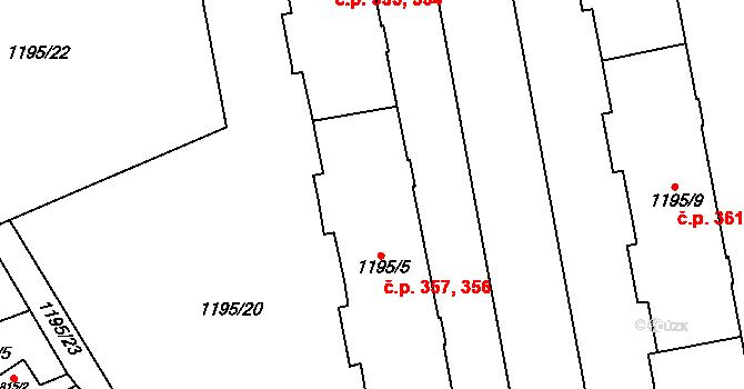 Kynšperk nad Ohří 356,357 na parcele st. 1195/5 v KÚ Kynšperk nad Ohří, Katastrální mapa