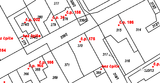 Srby 175, Tuchlovice na parcele st. 370 v KÚ Srby u Tuchlovic, Katastrální mapa