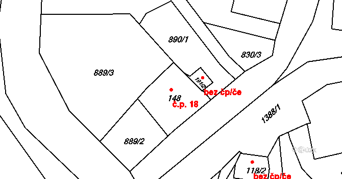 Podhora 18, Kobyly na parcele st. 148 v KÚ Podhora u Pěnčína, Katastrální mapa