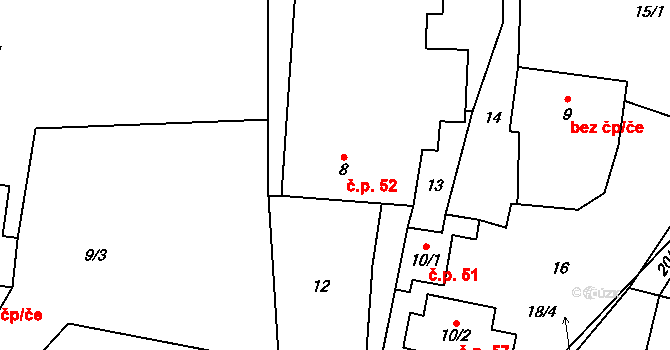 Chotěnov 52 na parcele st. 8 v KÚ Olšany u Chotěnova, Katastrální mapa