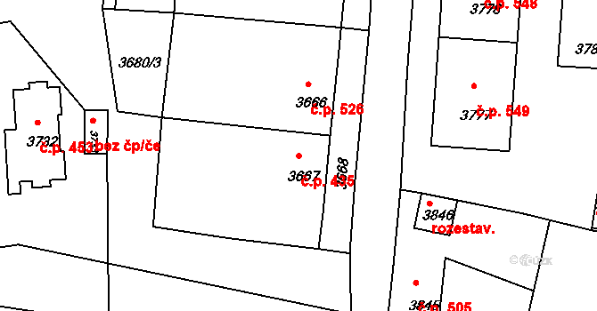 Mimoň I 435, Mimoň na parcele st. 3667 v KÚ Mimoň, Katastrální mapa