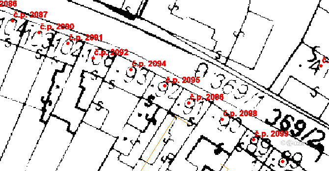 Podlusky 2095, Roudnice nad Labem na parcele st. 92 v KÚ Podlusky, Katastrální mapa