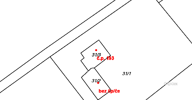Kvaň 193, Zaječov na parcele st. 31/3 v KÚ Zaječov v Brdech, Katastrální mapa