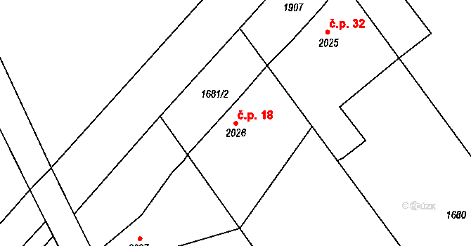 Sedličky 18, Jičín na parcele st. 2026 v KÚ Jičín, Katastrální mapa
