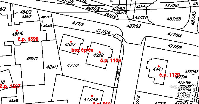Žamberk 1106 na parcele st. 4328 v KÚ Žamberk, Katastrální mapa
