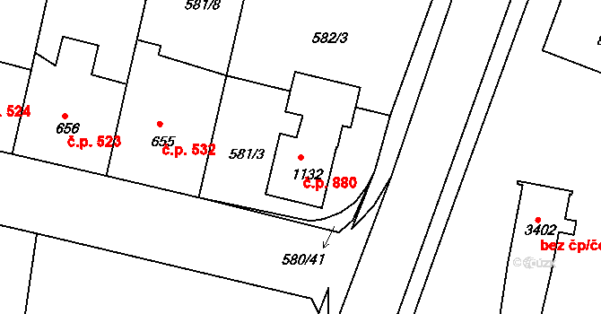 Strakonice I 880, Strakonice na parcele st. 1132 v KÚ Strakonice, Katastrální mapa