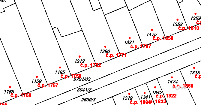 Břeclav 1771 na parcele st. 1296 v KÚ Břeclav, Katastrální mapa