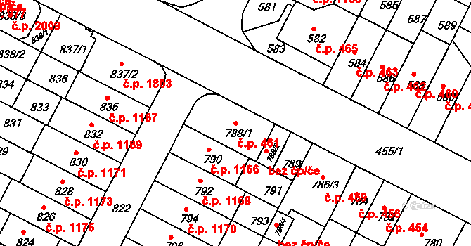 Černá Pole 461, Brno na parcele st. 788/1 v KÚ Černá Pole, Katastrální mapa