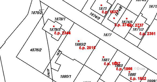 Líšeň 2015, Brno na parcele st. 1880/2 v KÚ Líšeň, Katastrální mapa