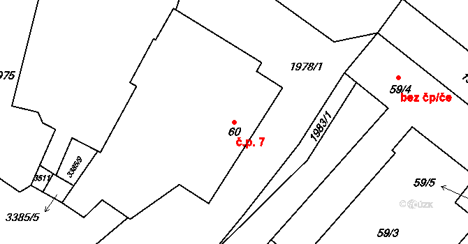 Zvěrkovice 7, Temelín na parcele st. 60 v KÚ Zvěrkovice u Týna nad Vltavou, Katastrální mapa