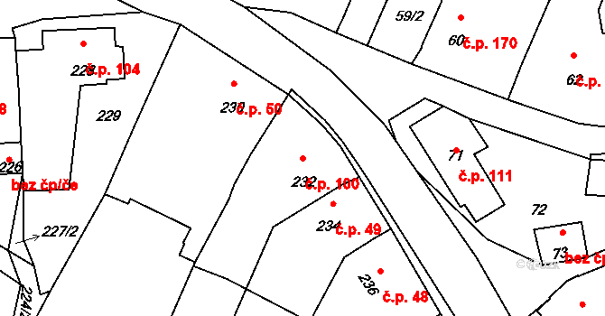 Šebrov 100, Šebrov-Kateřina na parcele st. 232 v KÚ Šebrov, Katastrální mapa
