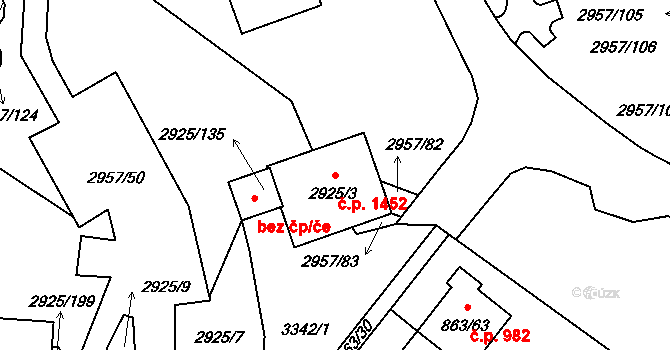 Pelhřimov 1452 na parcele st. 2925/3 v KÚ Pelhřimov, Katastrální mapa