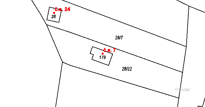 Malý Ratmírov 7, Blažejov na parcele st. 179 v KÚ Malý Ratmírov, Katastrální mapa