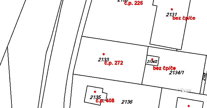 Jablůnka 272 na parcele st. 2133 v KÚ Jablůnka, Katastrální mapa