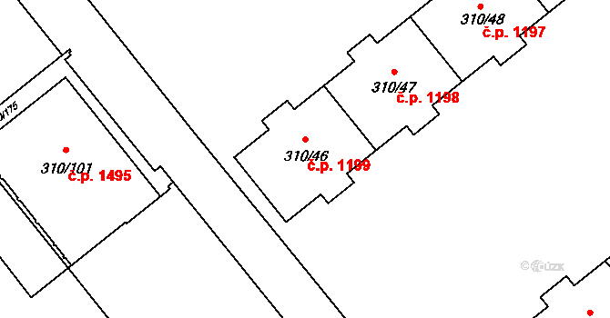 Michle 1199, Praha na parcele st. 310/46 v KÚ Michle, Katastrální mapa