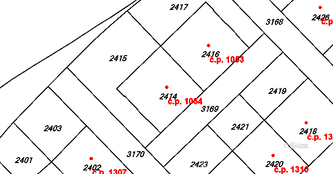 Nusle 1054, Praha na parcele st. 2414 v KÚ Nusle, Katastrální mapa