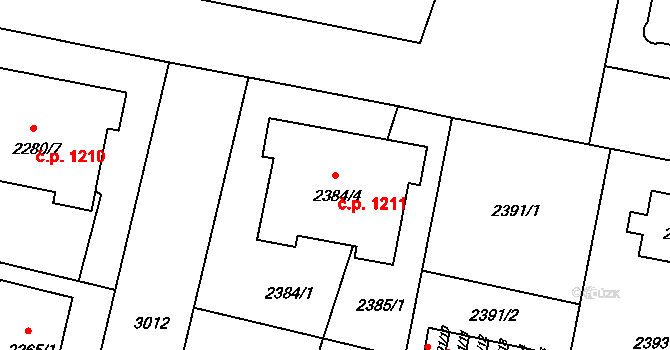 Braník 1211, Praha na parcele st. 2384/4 v KÚ Braník, Katastrální mapa
