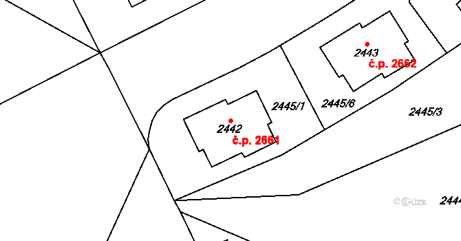 Smíchov 2661, Praha na parcele st. 2442 v KÚ Smíchov, Katastrální mapa