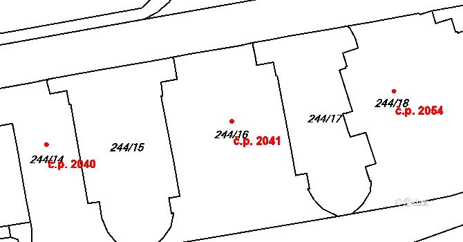 Břevnov 2041, Praha na parcele st. 244/16 v KÚ Břevnov, Katastrální mapa