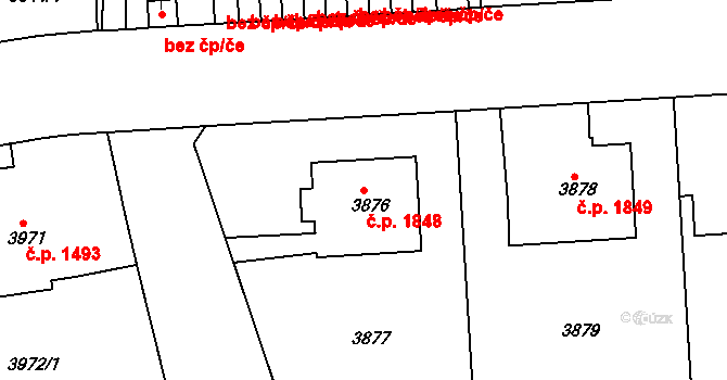 Dejvice 1848, Praha na parcele st. 3876 v KÚ Dejvice, Katastrální mapa