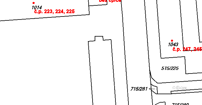 Příbram VII 226,227,228,229, Příbram na parcele st. 1028 v KÚ Březové Hory, Katastrální mapa