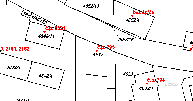 Česká Lípa 795 na parcele st. 4647 v KÚ Česká Lípa, Katastrální mapa