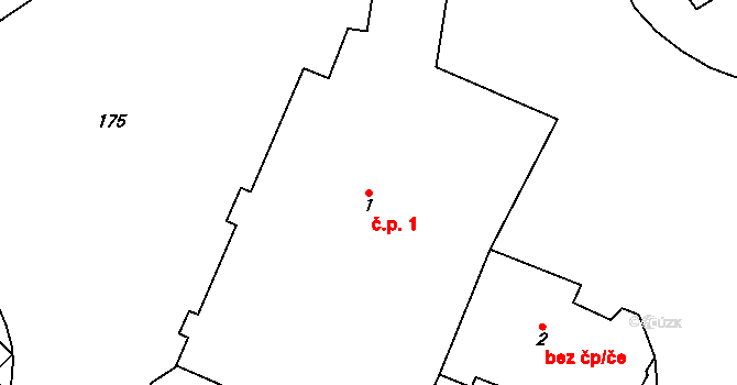 Chomutov 1 na parcele st. 1 v KÚ Chomutov I, Katastrální mapa