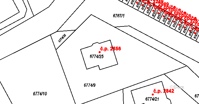 Přerov I-Město 2856, Přerov na parcele st. 6774/25 v KÚ Přerov, Katastrální mapa