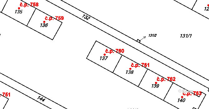 Šumbark 760, Havířov na parcele st. 137 v KÚ Šumbark, Katastrální mapa