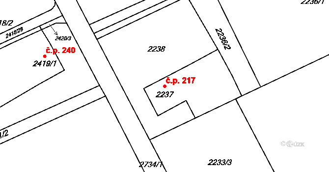 Dolní Suchá 217, Havířov na parcele st. 2237 v KÚ Dolní Suchá, Katastrální mapa