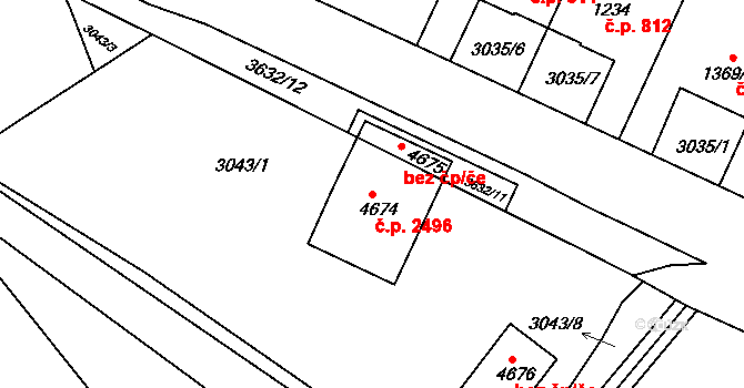 Rakovník II 2496, Rakovník na parcele st. 4674 v KÚ Rakovník, Katastrální mapa