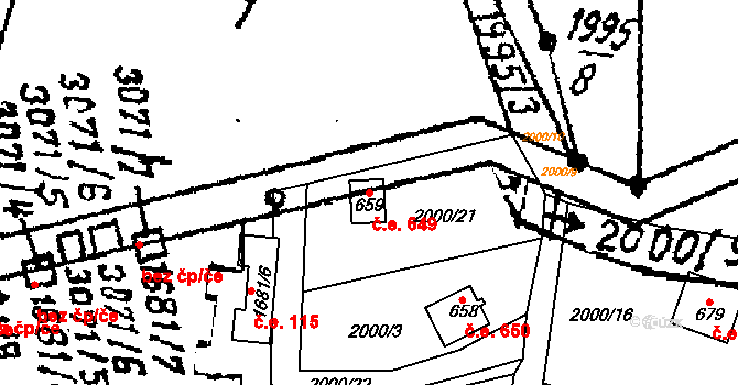 Lančov 649 na parcele st. 659 v KÚ Lančov, Katastrální mapa