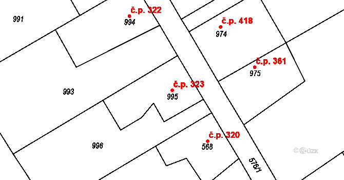 Kluč 323, Habartov na parcele st. 995 v KÚ Habartov, Katastrální mapa